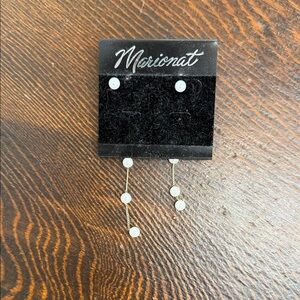 Silver and White Dangle Earrings